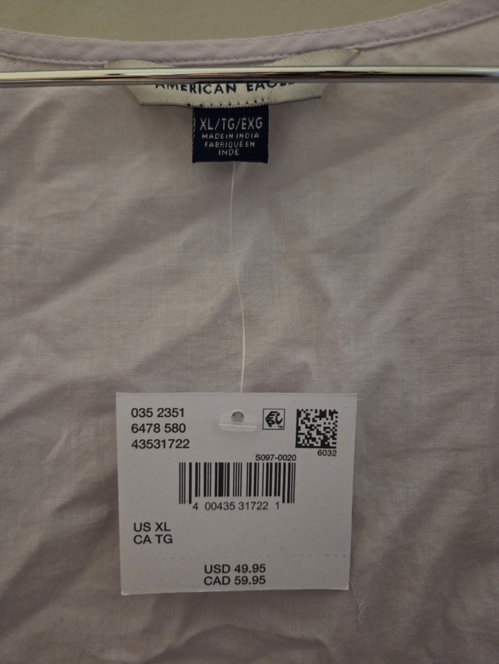American Eagle Lilac Eyelet Peplum Cotton Top - Picture 3 of 3